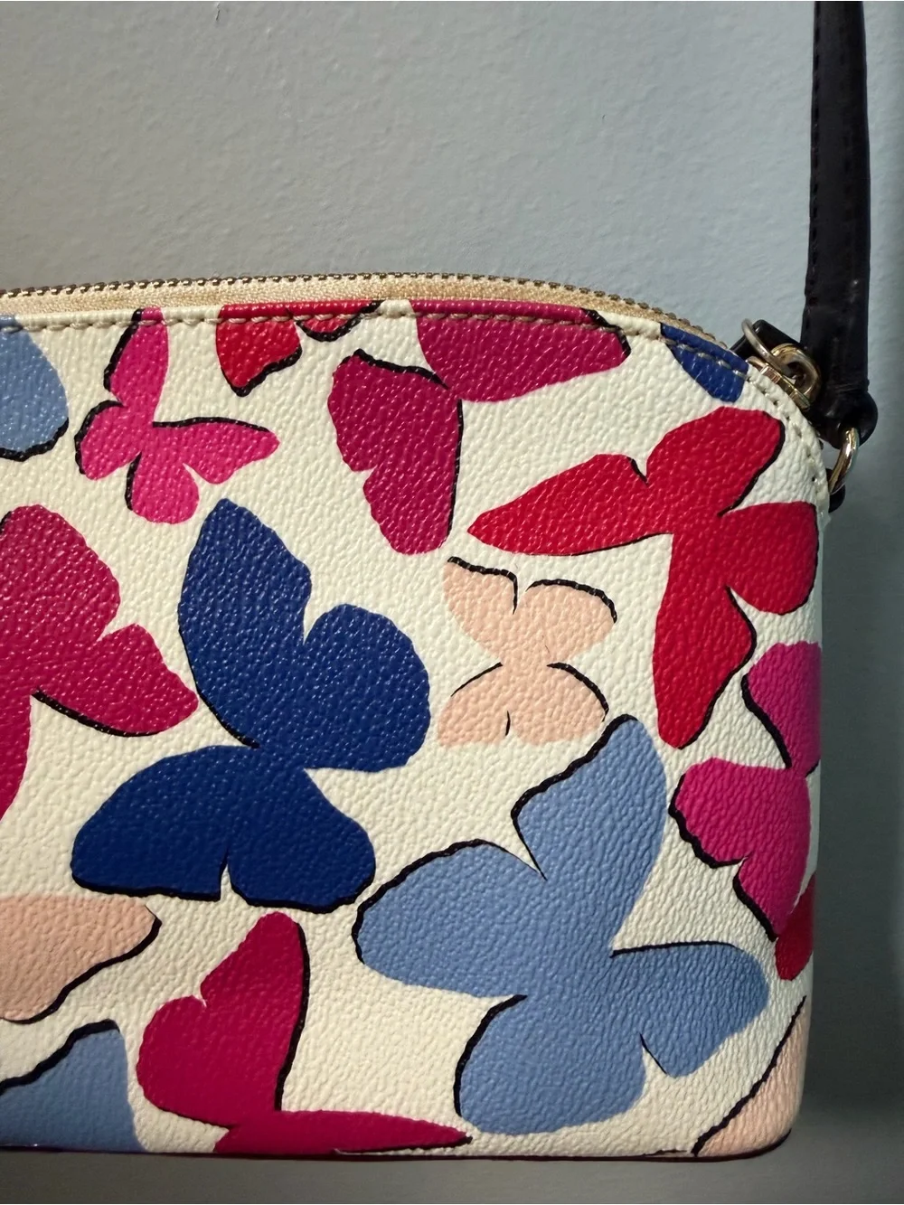 Kate Spade Wellesley Festive Butterflies Hanna Crossbody Bag Cream Purse Dome